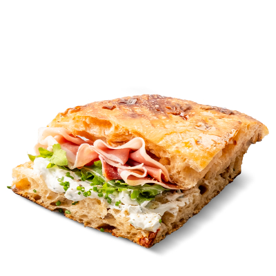 Focaccia prosciutto crudo s čerstvým sýrem 